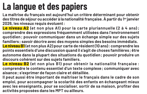 Langue et papiers